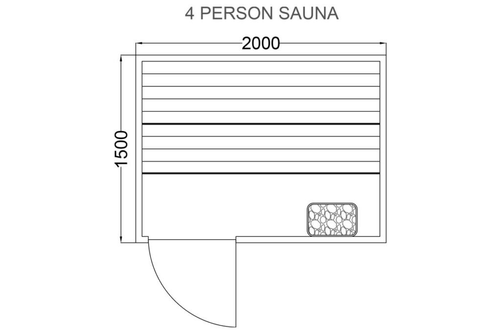 1.5m x 2m Pre Built Sauna Room for 2 Person