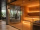 commercial gym sauna glass front