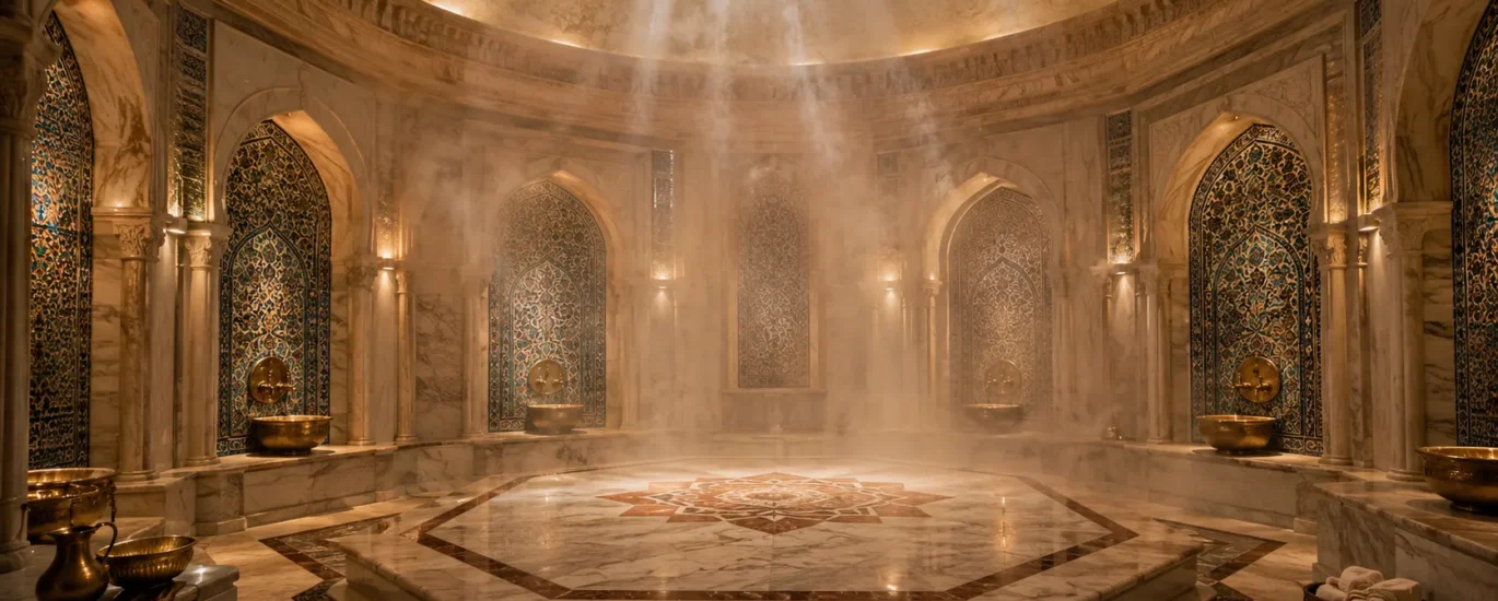 Turkish bath hammam marble interior