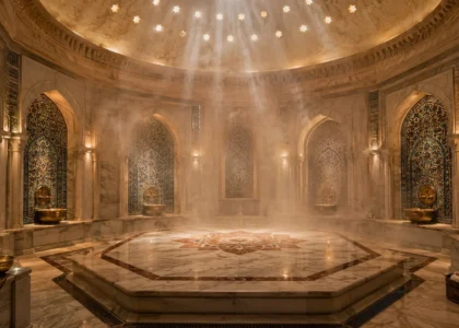 Turkish bath hammam marble interior
