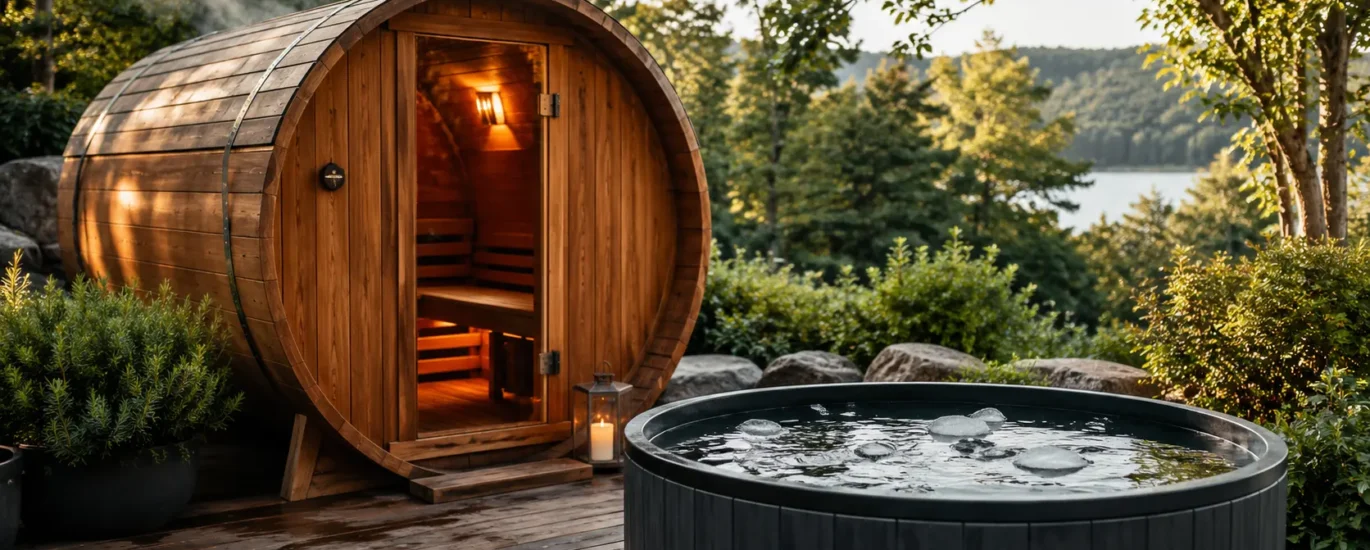 sauna and cold plunge contrast therapy setup